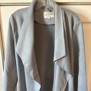 Haute Monde Gray Draped Blazer with Asymmetrical Lapel